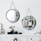 2 Pack Crystal Crush Diamond Silver Mirror Diameter 12 inch Round Shape with Iron Chain Real Glass Mirror for Wall Decor